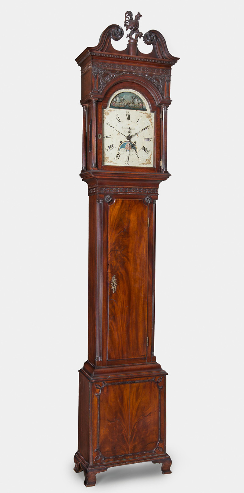 Tall case clock Frederick Dominick George Pickering 1770–79 Philadelphia Mahogany, tulip poplar, white cedar, brass, steel, painted iron, glass Philadelphia Museum of Art