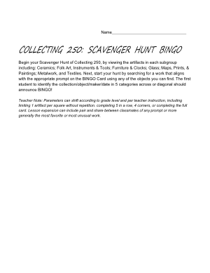 Worksheet One: Bingo