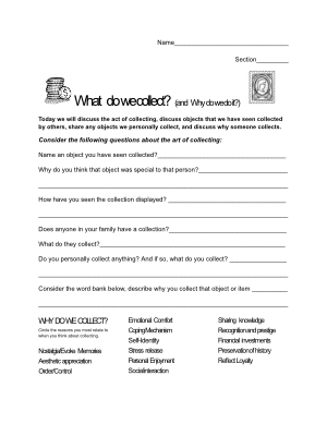 Worksheet Two: What Do We Collect?