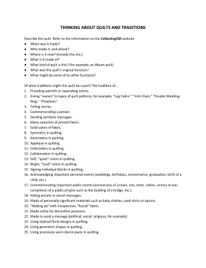 Thinking About Quilts and Traditions Handout